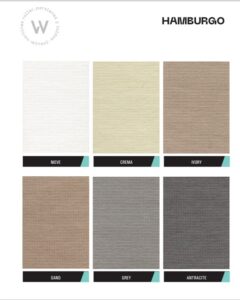 Detalle del tejido rústico y trama elegante de la tela para cortina vertical tela Hamburgo