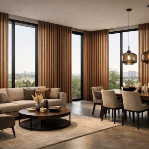 Cortinas verticales color tabaco